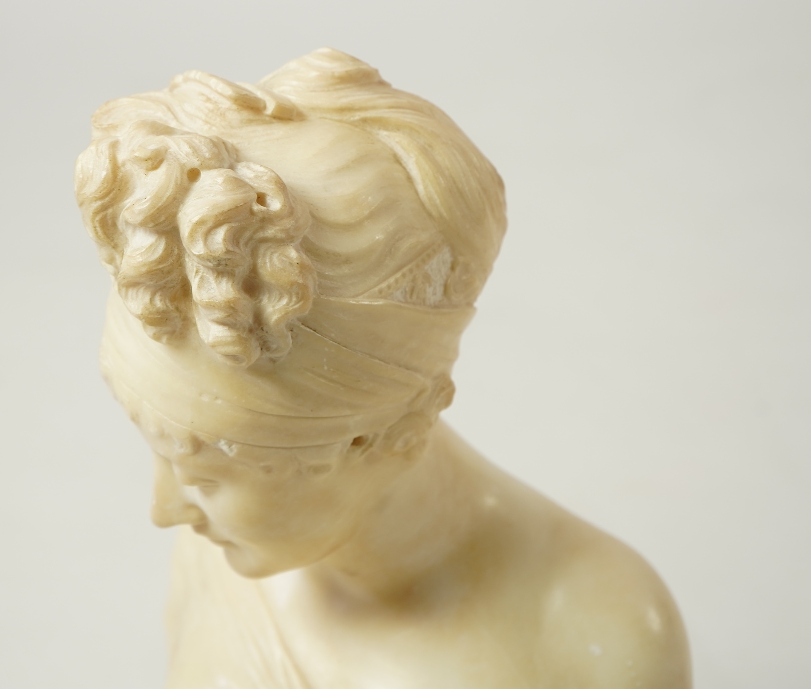 After Joseph Chinard, an alabaster bust of Madame Recamier, late 19th century